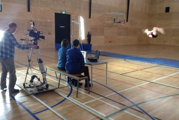 On set today filming with the phantom camera and an amazing gymnast!